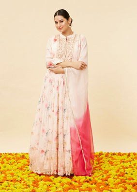 Rose Pink Floral Print Anarkal Suit image number 0